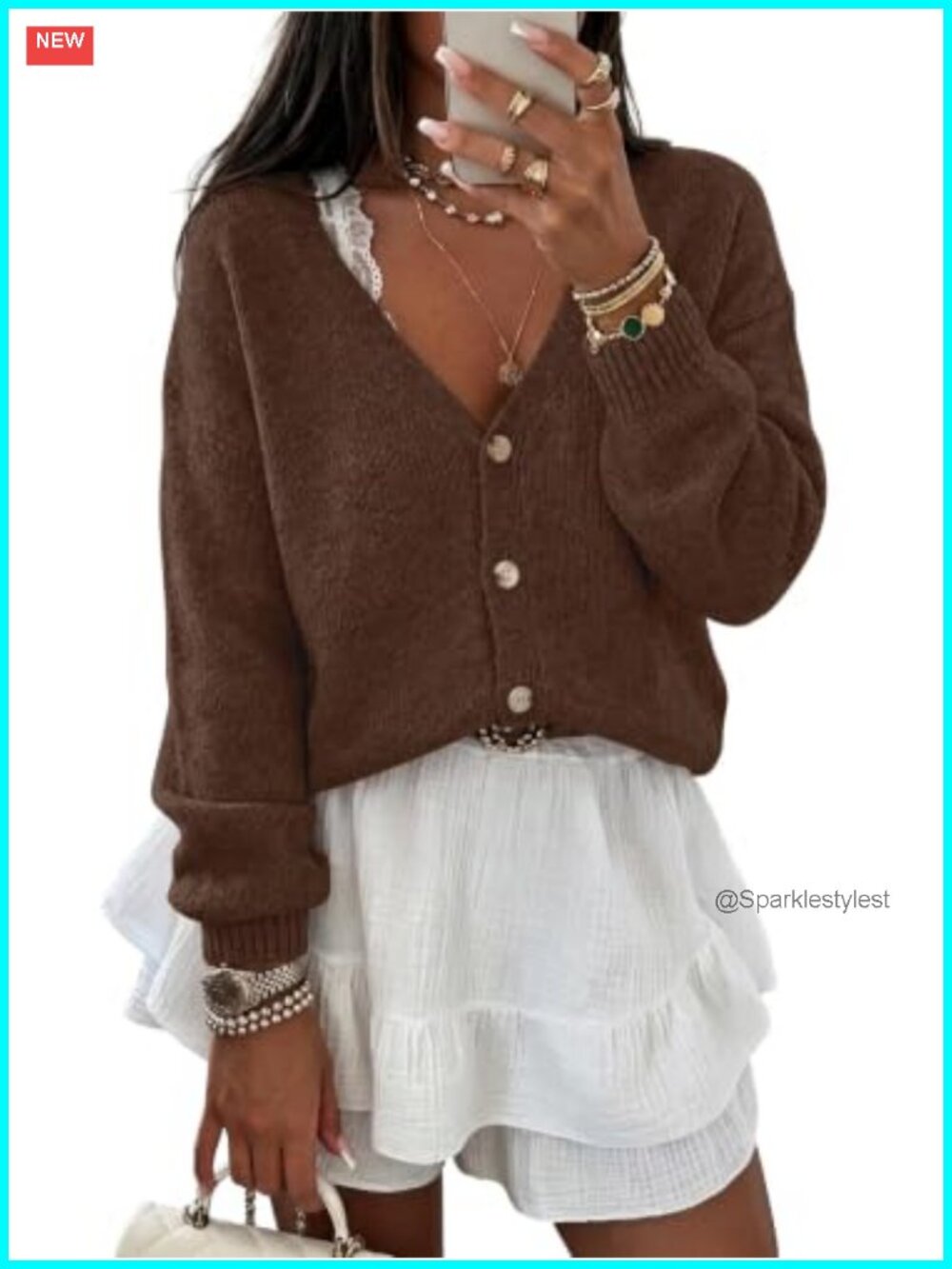 Oversized Button-Up V-Neck Cardigan Long Sleeve Ribbed Knit Fall Sweater